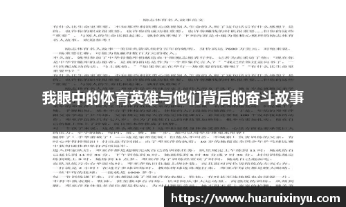 我眼中的体育英雄与他们背后的奋斗故事